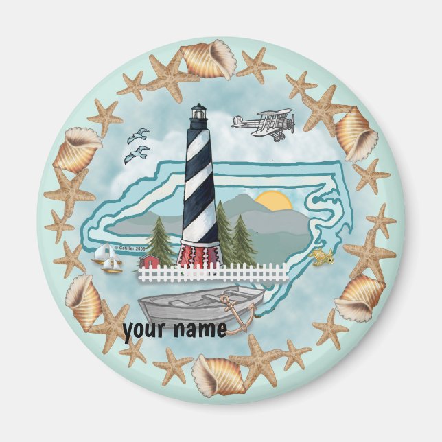 North Carolina Snäckors Lighthouse Magnet (Framsidan)