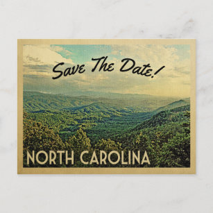 North Carolina Spara datumbergen för Vintagen Meddelande Vykort