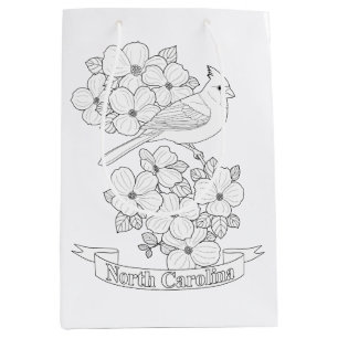 North Carolina State Bird and Flower Coloring Page