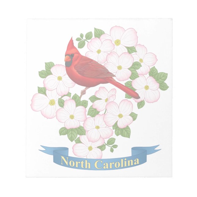 North Carolina State Cardinal Bird Dogwood Flower Anteckningsblock (Framsida)