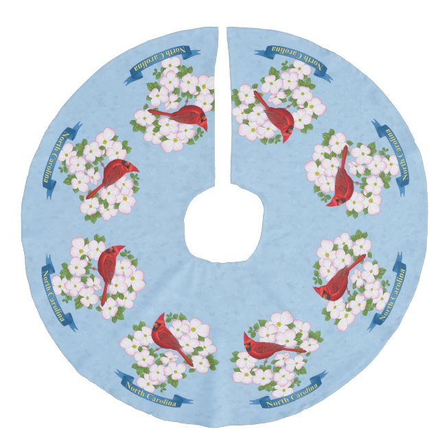 North Carolina State Cardinal Bird Dogwood Flower Julgransmatta Fusklinne (Framsidan)