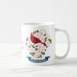 North Carolina State Cardinal Bird Dogwood Flower Kaffemugg