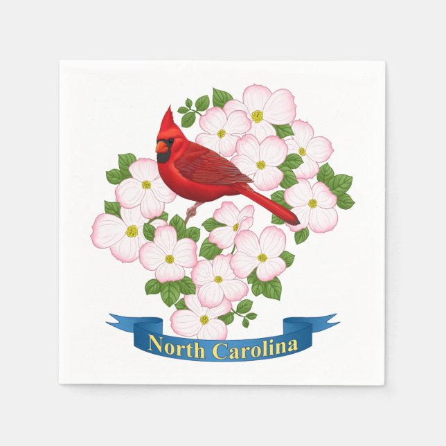 North Carolina State Cardinal Bird Dogwood Flower Pappersservett (Framsidan)