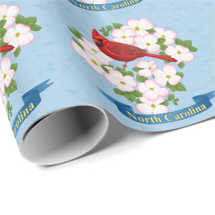 North Carolina State Cardinal Bird Dogwood Flower Presentpapper