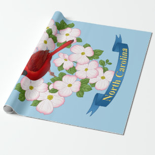 North Carolina State Cardinal Bird Dogwood Flower Presentpapper