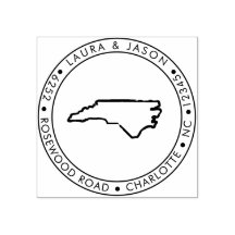 North Carolina State Karta Returadress Wood