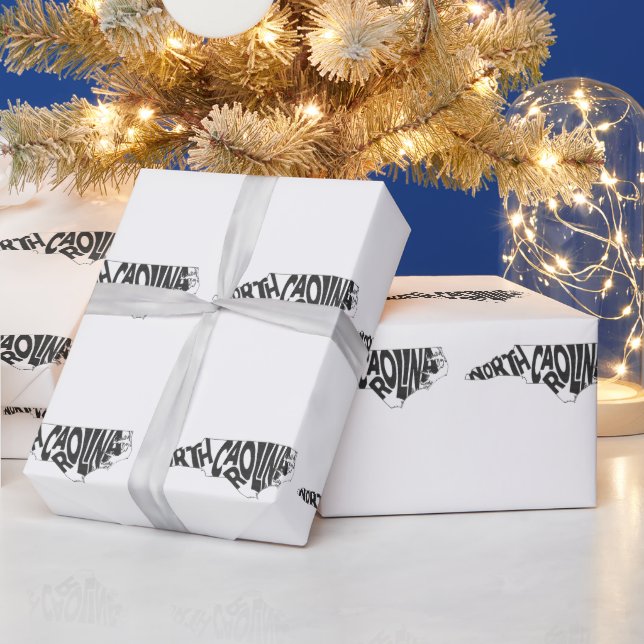 North Carolina State Namn Ord Art Black Presentpapper (Helgdagar)