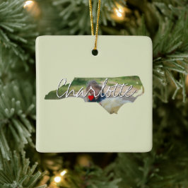 North Carolina State Photo infoga och City namn Julgransprydnad Keramik