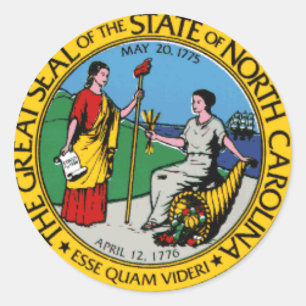 North Carolina State Seal Stickers Runt Klistermärke