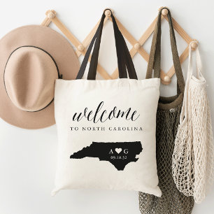 North Carolina State Silhouette Bröllop Välkommen Tygkasse
