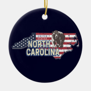 North Carolina State United Stater Karta USA Vinta Julgransprydnad Keramik