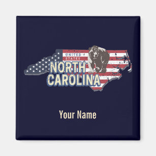 North Carolina State United Stater Karta USA Vinta Magnet