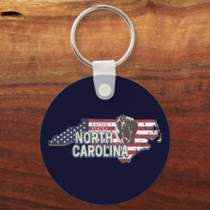 North Carolina State United Stater Karta USA Vinta Nyckelring