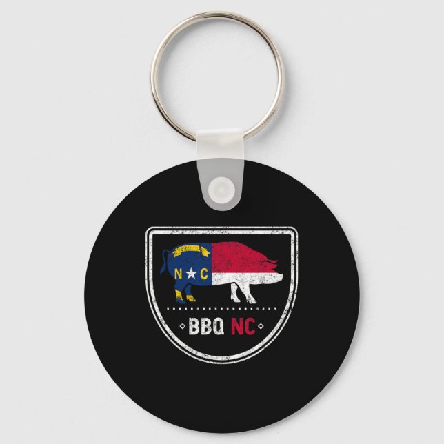 North Carolina Statlig flagga Bbq Nc Nyckelring (Framsida)