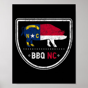 North Carolina Statlig flagga Bbq Nc Poster