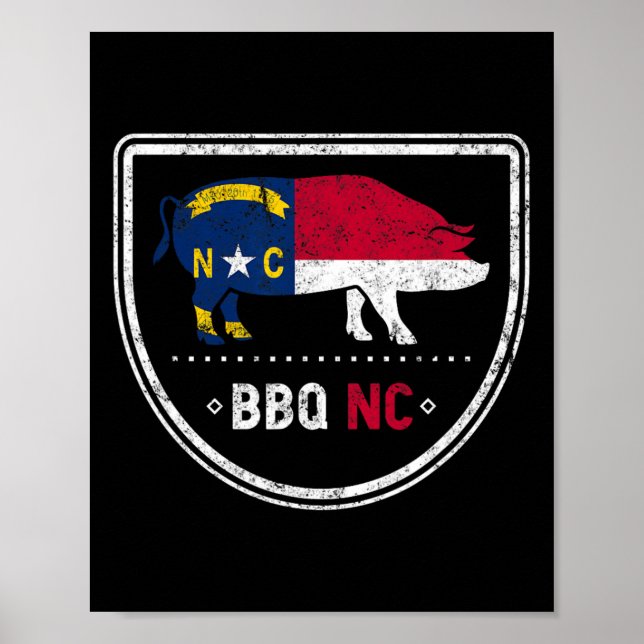 North Carolina Statlig flagga Bbq Nc Poster (Framsidan)