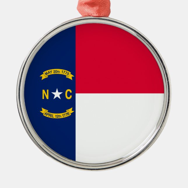 North Carolina Statlig flagga Design Julgransprydnad Metall (Framsidan)
