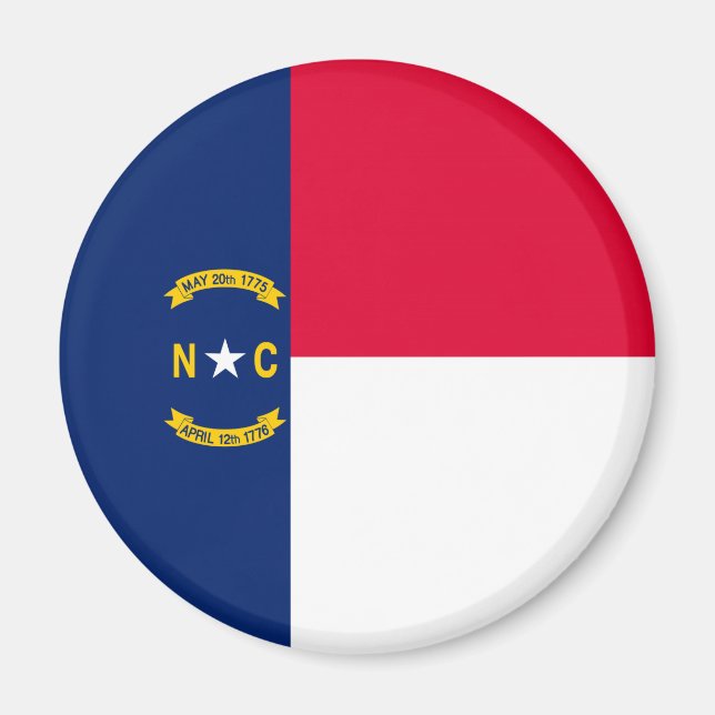 North Carolina Statlig flagga Design Magnet (Framsidan)