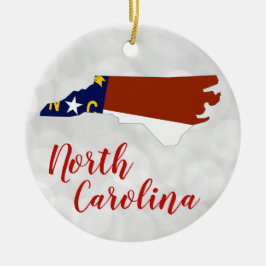 North Carolina Statlig flagga Karta jul Julgransprydnad Keramik