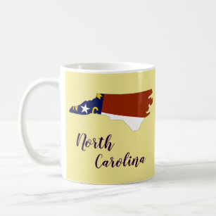 North Carolina Statlig flagga Karta Kaffemugg