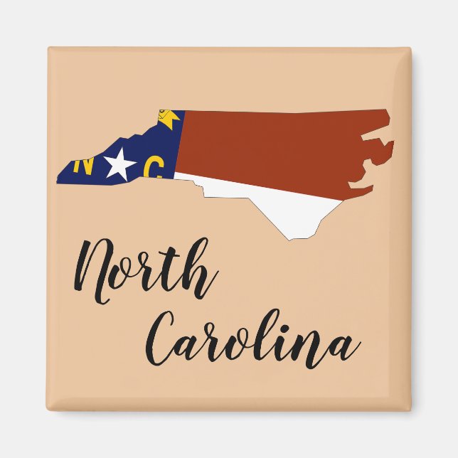 North Carolina Statlig flagga Karta Magnet (Framsidan)