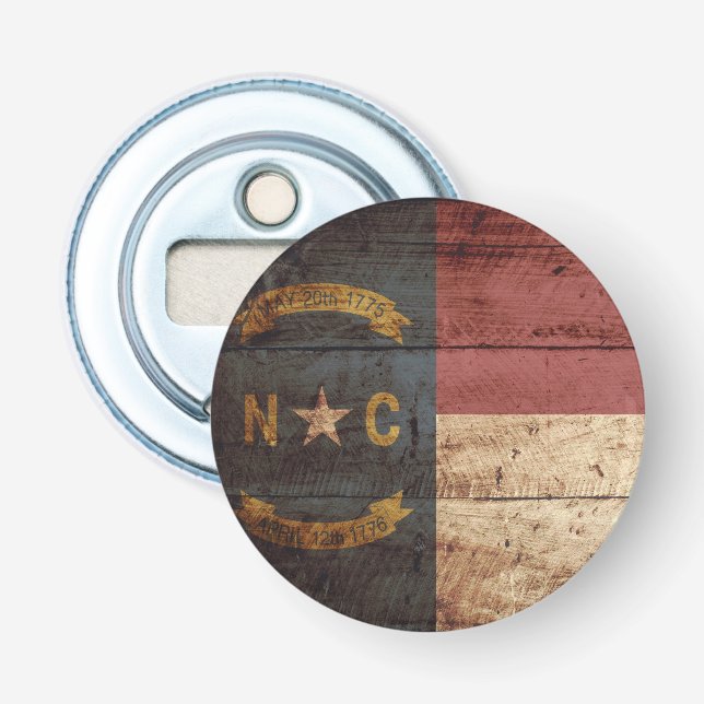 North Carolina Statlig flagga på Old Wood Grain Flasköppnare (Framsidan)