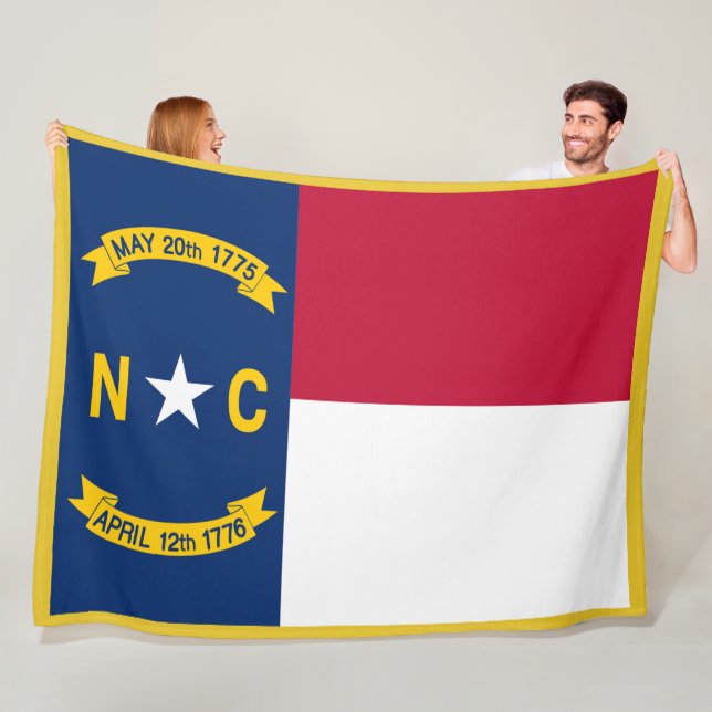North Carolina Statlig flagga Print Patriotc Fleecefilt (På plats)