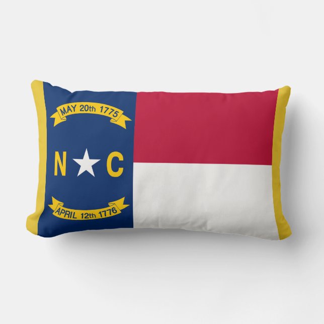 North Carolina Statlig flagga Print Patriotic Lumbarkudde (Framsida)