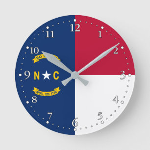 North Carolina Statlig flagga Rund Klocka