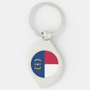 North Carolina Statlig flagga Swirl Silverfärgad Nyckelring