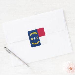 North Carolina Statlig flagga USA Fyrkantigt Klistermärke