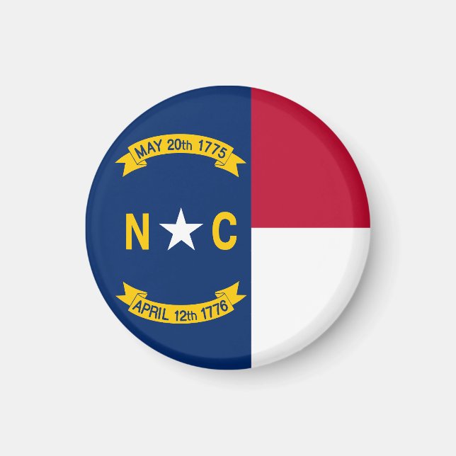 North Carolina Statlig flagga USA Magnet (Framsidan)