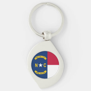 North Carolina Statlig flagga USA Swirl Silverfärgad Nyckelring