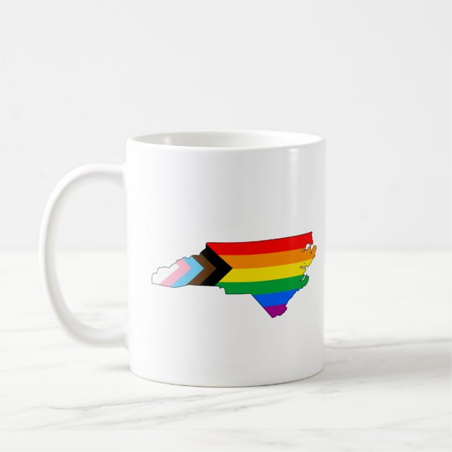 North Carolina Statliga Pride HBTQ Progress Pride Kaffemugg (Vänster)