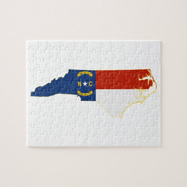 North Carolina statsflagga karta Pussel (Horisontell)