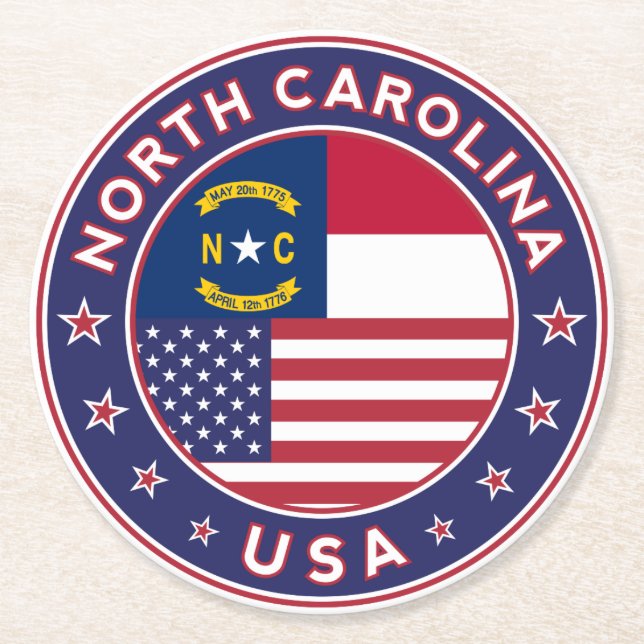 North Carolina sticker, phone case, tote bag Underlägg Papper Rund (Framsidan)