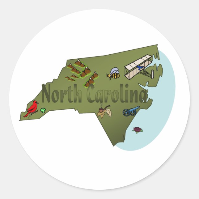 North Carolina Sticker Runt Klistermärke (Framsida)