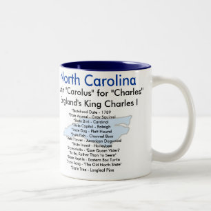 North Carolina symboler & karta Två-Tonad Mugg