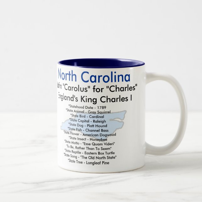 North Carolina symboler & karta Två-Tonad Mugg (Höger)