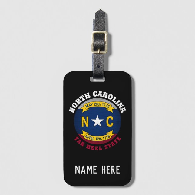 NORTH CAROLINA TAR HEEL STATLIG FLAGGA BAGAGEBRICKA (Framsida vertikal)