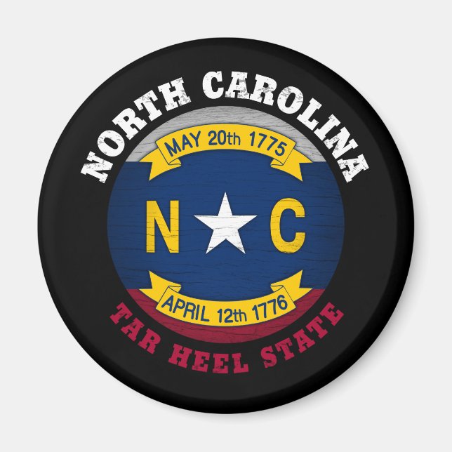 NORTH CAROLINA TAR HEEL STATLIG FLAGGA MAGNET (Framsidan)
