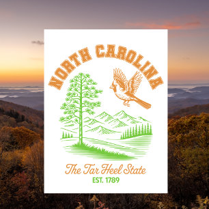 North Carolina The Tar Heel State Est. 1789 Resa Vykort
