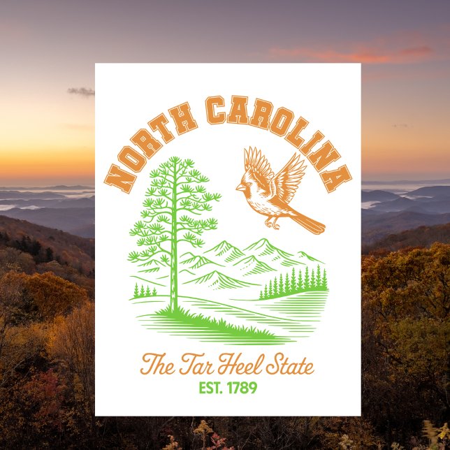 North Carolina The Tar Heel State Est. 1789 Travel Vykort (North Carolina)