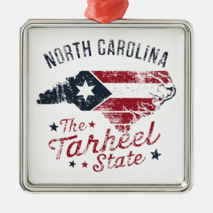 North Carolina the Tarheel State Karta Julgransprydnad Metall