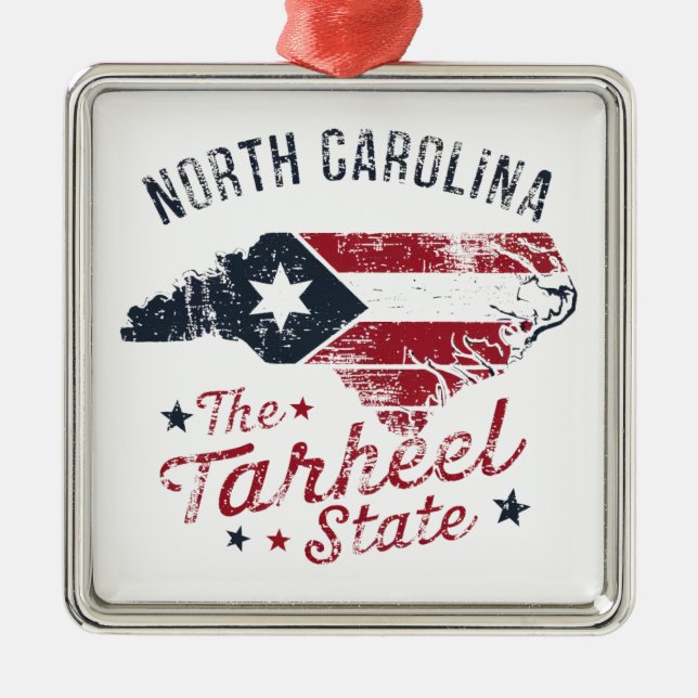 North Carolina the Tarheel State Karta Julgransprydnad Metall (Framsidan)