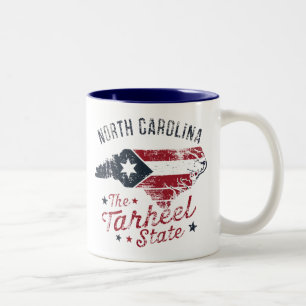 North Carolina The Tarheel State Karta Två-Tonad Mugg