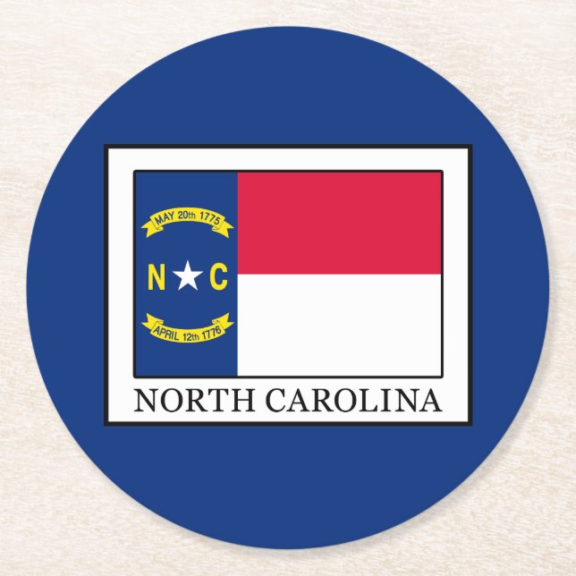 North Carolina Underlägg Papper Rund (Framsidan)