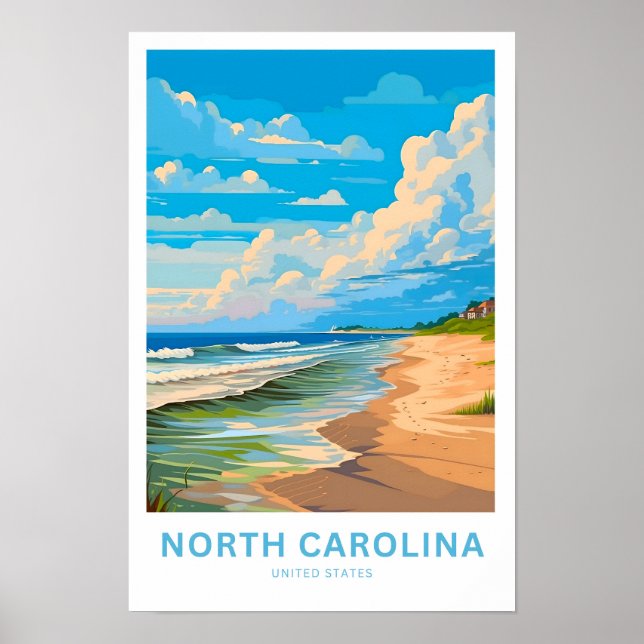 North Carolina United Stater Travel Print Poster (Framsidan)
