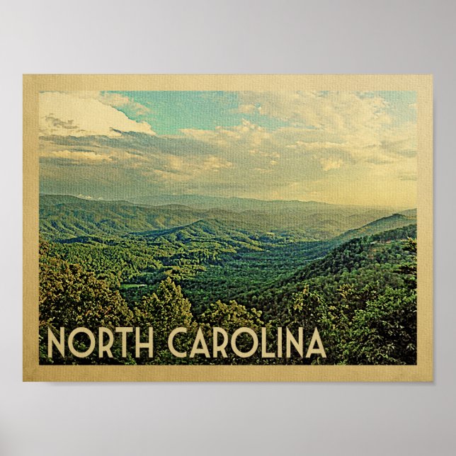 North Carolina Vintage resor Poster (Framsidan)