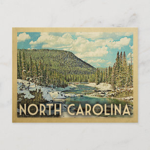 North Carolina Vintage resor Snowy Winter Nature Vykort